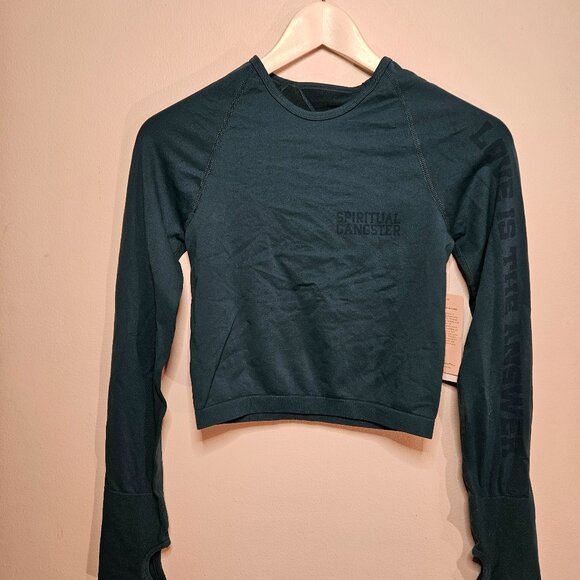 Spiritual Gangster "Love is the answer" Seamless long sleeve workout crop top - Picture 4 of 7